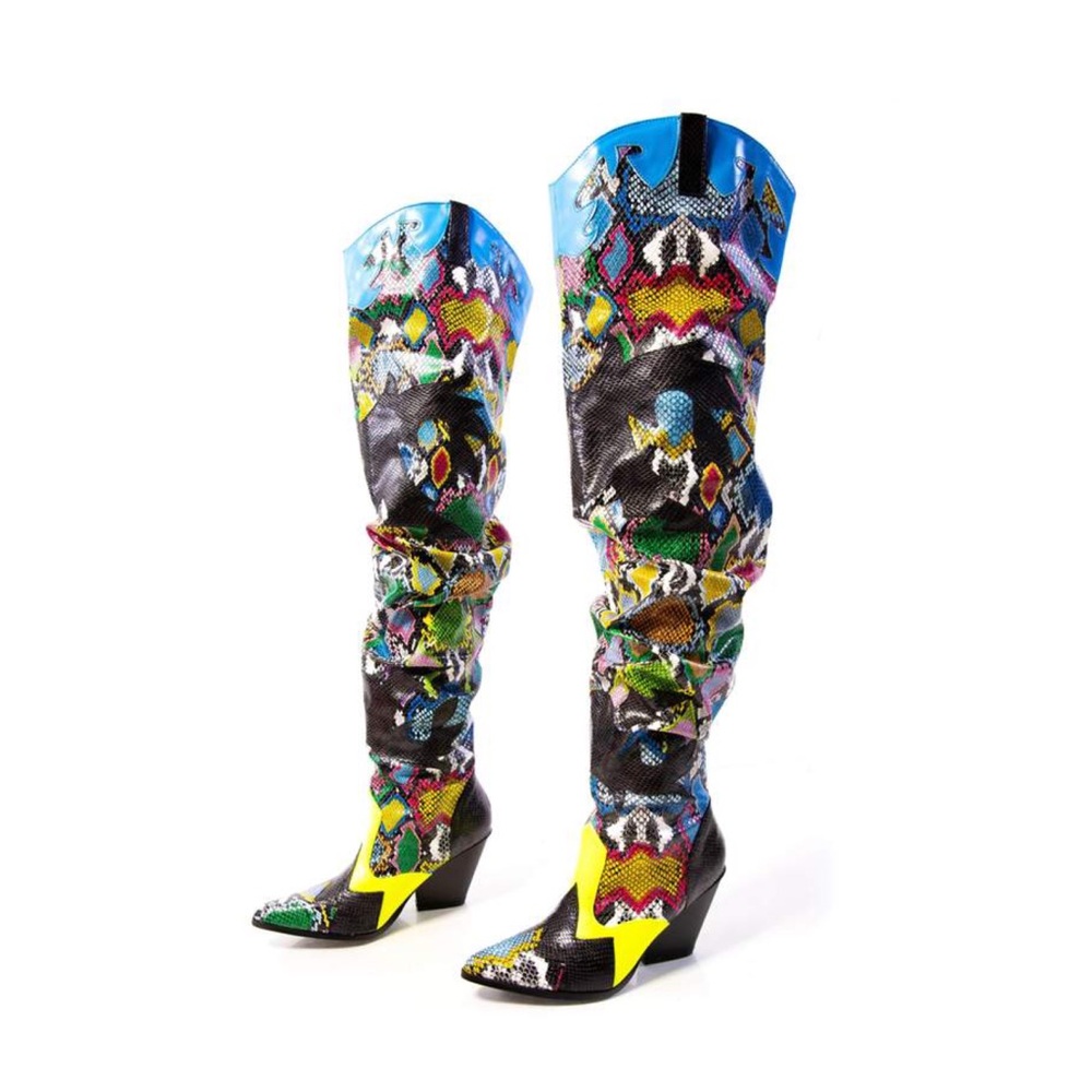 Multi Snake Thigh Boots